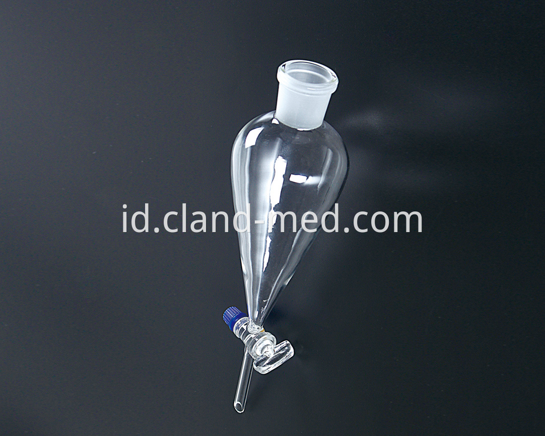 1543 Separatory Funnel Squib Pear Shape with Ground -in Glass StopperPTFE Stopper